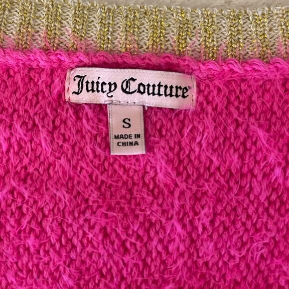 Juicy Couture Women's Fuzzy Textured Sweater Hot Pink S Y2K AHS Style Nostalgia - Picture 3 of 14